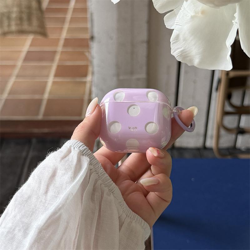 Dopamine solid color hollow polka dot for AirPods 1 /pro1 earphone protective case cover two or three generations of new women