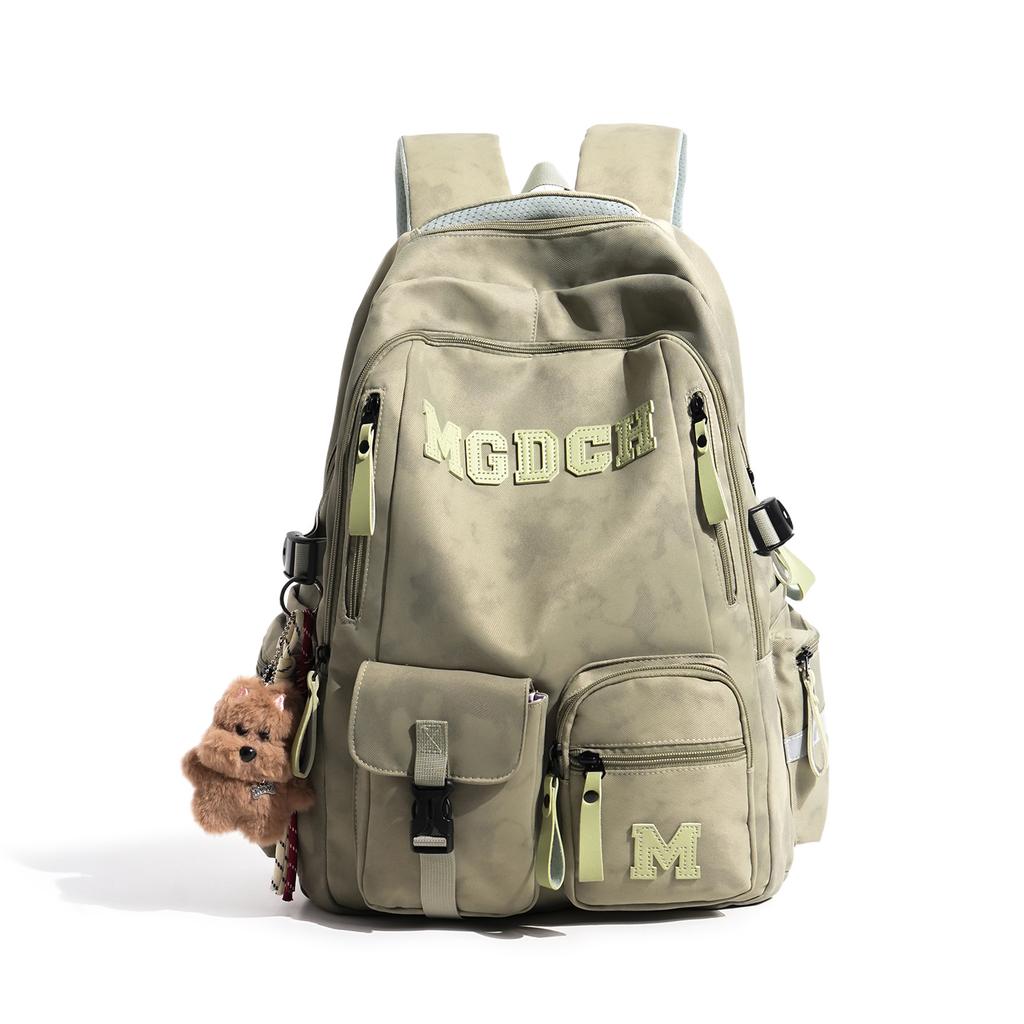 Schoolbag New Men's Backpack, Korean Style INS Workwear Trendy Backpack, Large Capacity Air Cushion Backpack for Middle and High School Students