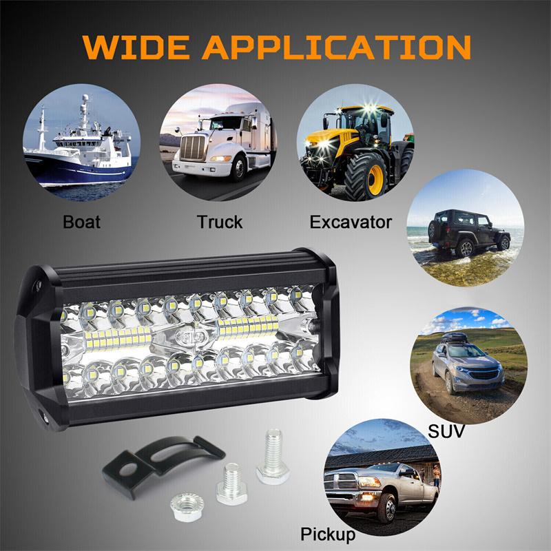 2Pcs 7'' Led Work Light Bar 800W Spot Flood Beams Combo For Car Tractor Boat Offroad Truck Suv Atv Car Repairing Lights