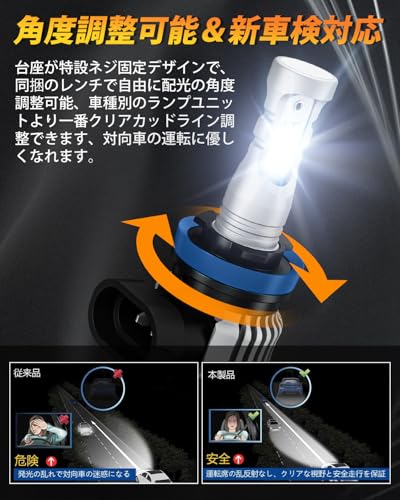 BORDAN LED Fog Lamps, H8, H11, H16, 2-color Switching, White/yellow, Super Bright, Memory Function, Reset Function, New Vehicle Inspection Compli