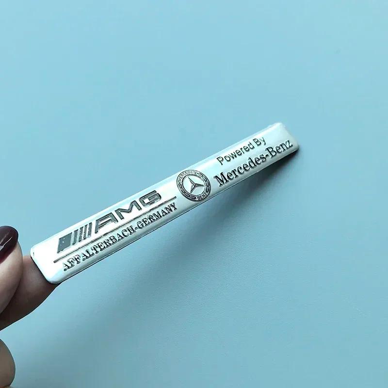 10.7cm Long Beam Thin Aluminium Label Sticker Car Emblem for Mercedes Benz Maybach AMG Star Wheat B Badge Logo Black Silver