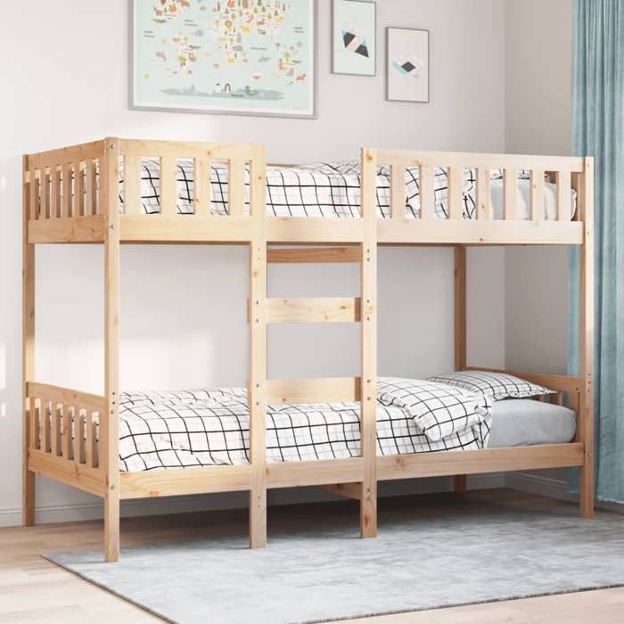 VidaXL Bunk Bed 80x200 Cm Solid Pine Wood, Low Bunk Bed Frame, Bedroom Furniture, Bed Frame 3308598