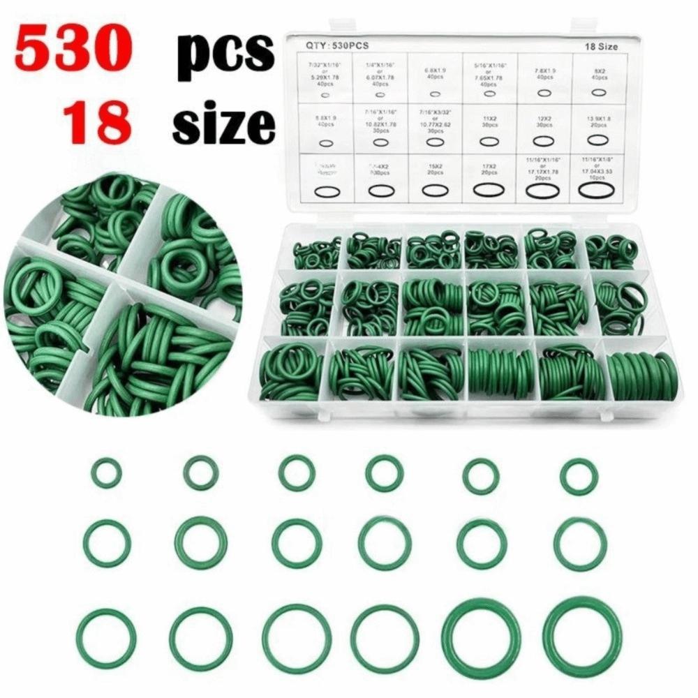 530pcs/set 18 Size Seal Rubber O-Rings Green Automotive A/C Plumbing Repair  Plumbing Repair