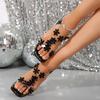 Mode 2025 Été Sandales à Talons Bout Ouvert Nouvelles Cristal Floral Bureau et Carrière Grande Taille Meilleure Vente Confortables Antidérapantes
