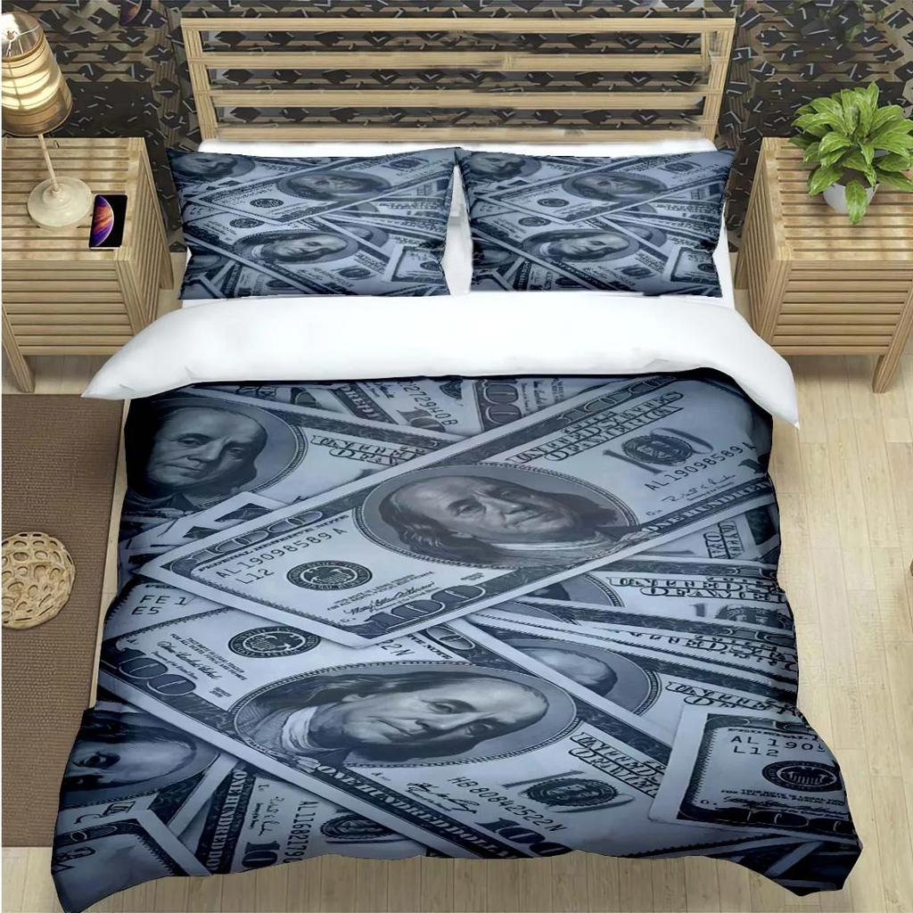 Modische 3D Lustige Geld Dollar Druck Bettwäsche Sets Bettwaren Set Bettbezug Bettdecke Set Bettwäsche Set Luxuriöses Geschenk