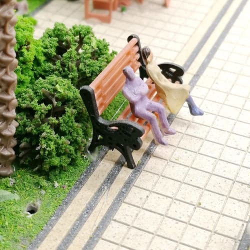 Mcbridenty 10pcs HO N O Scale 1:100 Bench Chair Models for Sette Street Park Layout, Plastic Crafts, Garden/Train Layout