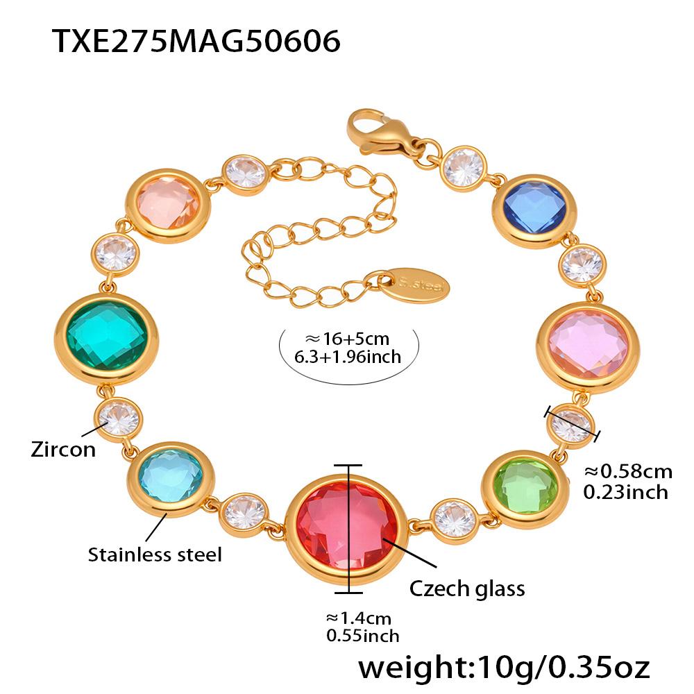 Nivora Exclusive Colorful Glass Chain Bracelet For Women Stainless Steel Charm Bangle Engagement Wedding Bracelets Zircon Gifts