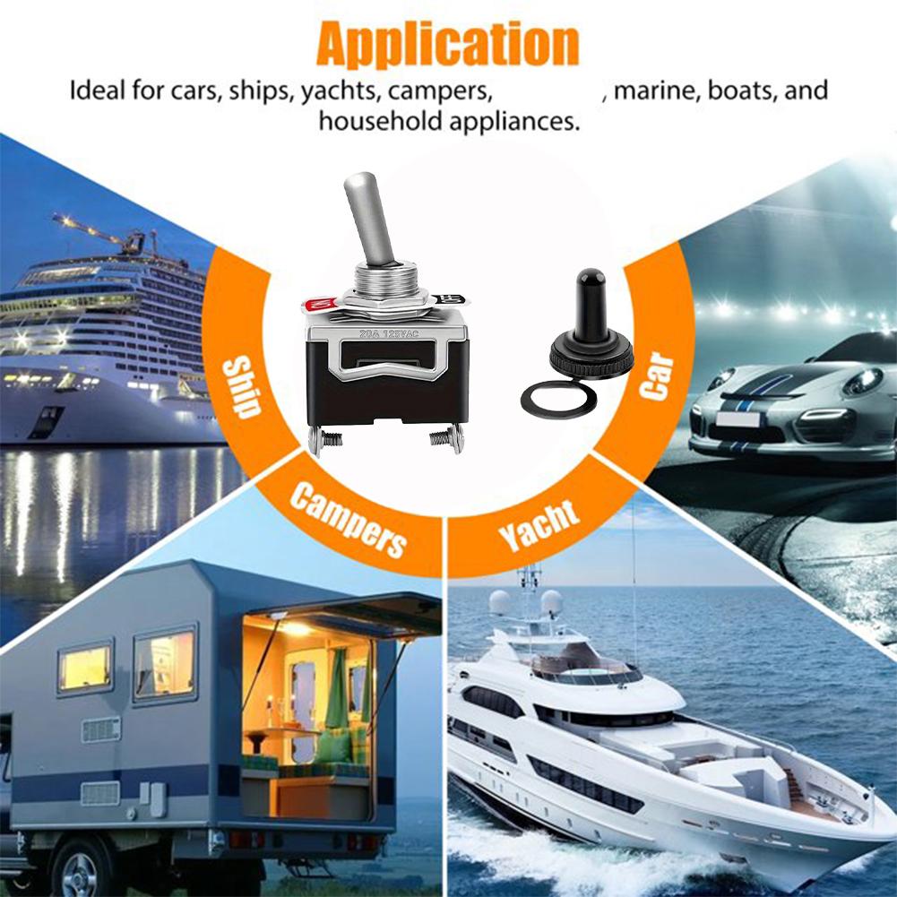 5 Pack Heavy-duty Vehicle And Ship Rocker Switch 15A 250V 2-pin SPST On/Off Rocker Switch With Waterproof Protective Cover