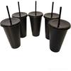 Matte Black Plastic Cups with Lids and Straws Reusable Tumbler Cold Cup | 24oz - 5 Pack | Customize & Personalize - Great for Iced Coffee, Travel,