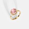 Internet celebrities with the same 18K real gold plated small pendant brass with zircon jewelry opening pink white zircon ring woman