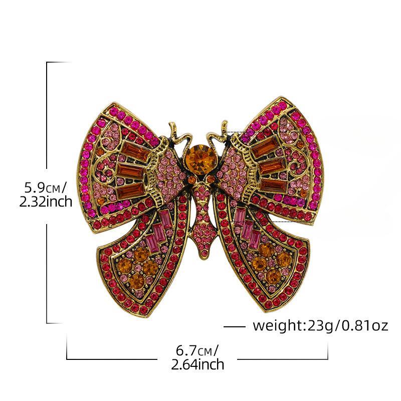 Heavy Industry Full Diamond Retro Bow Brooch Vintage Medieval Animal Premium Pin Corsage Accessories Women