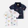 Kids Short-Sleeved T-shirt Children's Clothing Summer Boys' Polo Shirt Short-Sleeved Tops Baby Dinosaur Full Printed Lapel Clothes