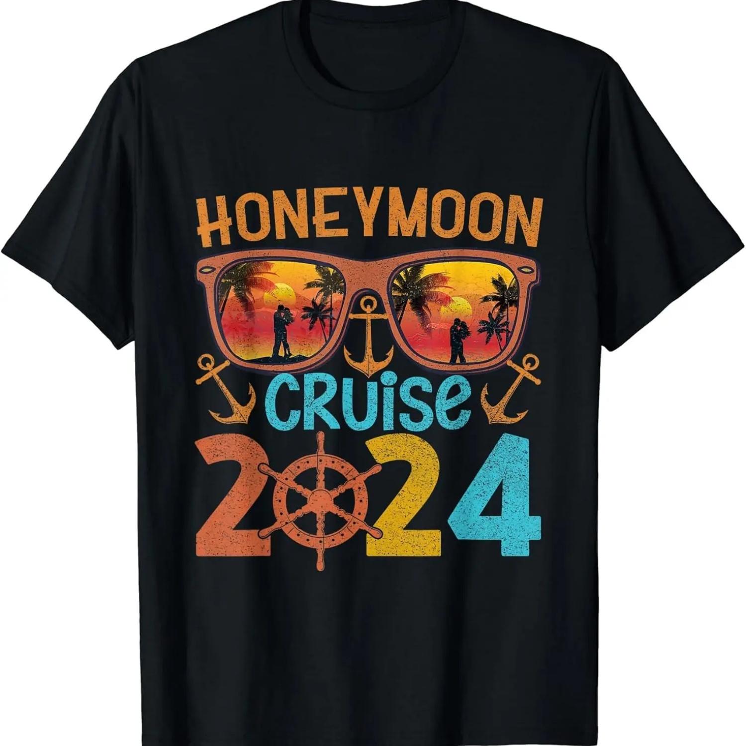 Honeymoon Cruise for Matching Couples 2024 Just Married T-Shirt S