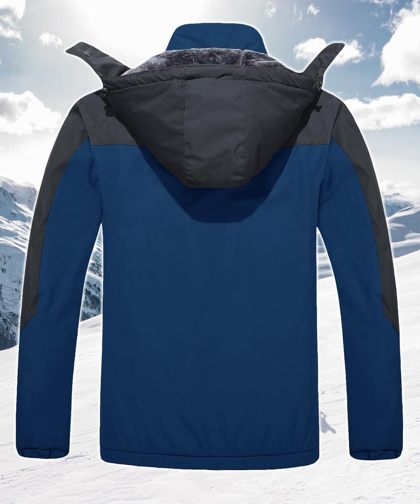TACVASEN Casual Mountain Climbing Waterproof Mountain Plus Cowboy Includes Size M Wear, Fleece-Lined, Windproof, Parka, Sizes, Blue, Hat,
