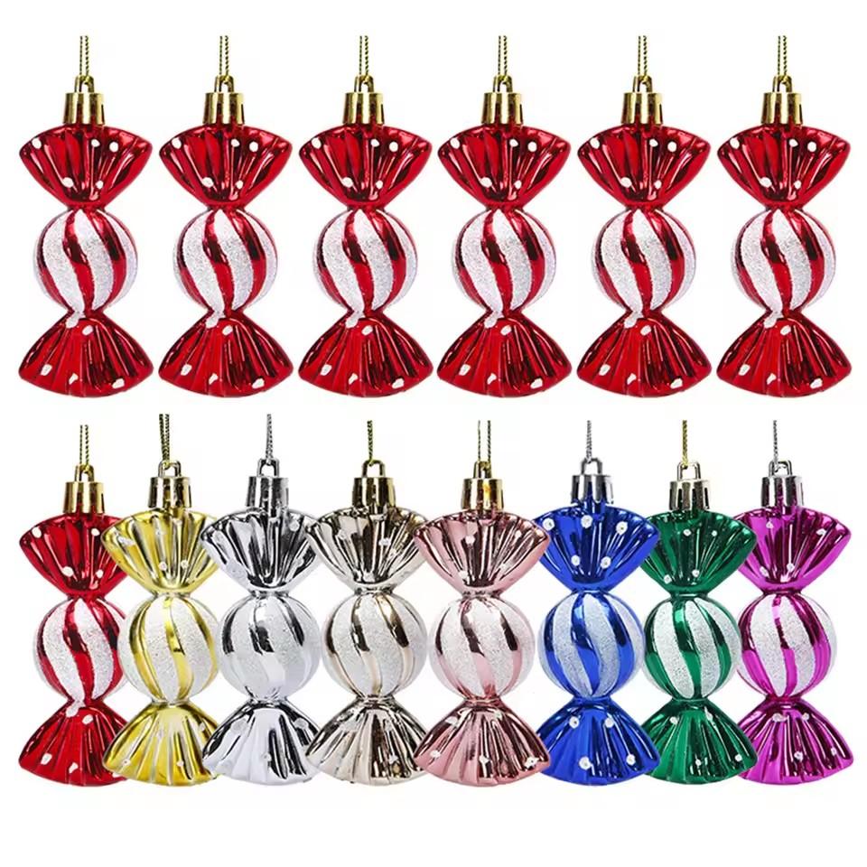 6pcs/box Candy Crutch Icicle Christmas Tree DIY Ornaments New Year Xmas Gifts Christmas Ball Decoration for Home Navidad