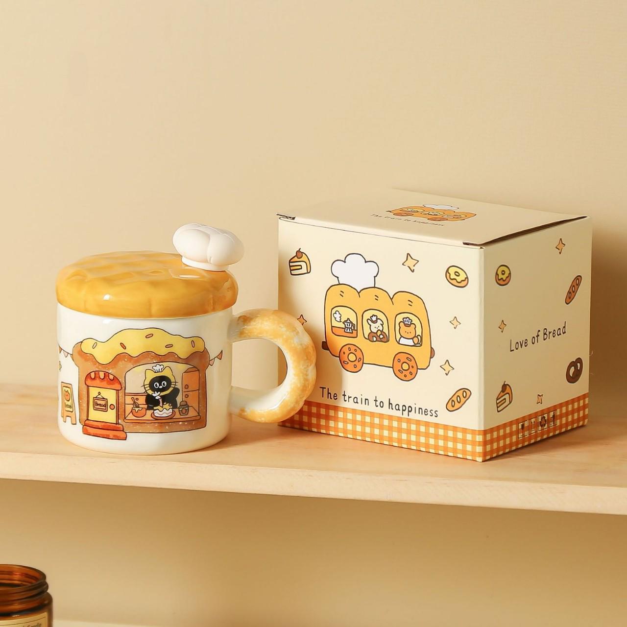 Creative Cartoon Cat Ceramic Mug with Lid - Cute Gift Idea Standard