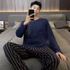 Baumwolle Herren Pullover Nachtwäsche Herbst Frühling Langarm Nachtwäsche 2 Stück Pyjamas Set Männlich
