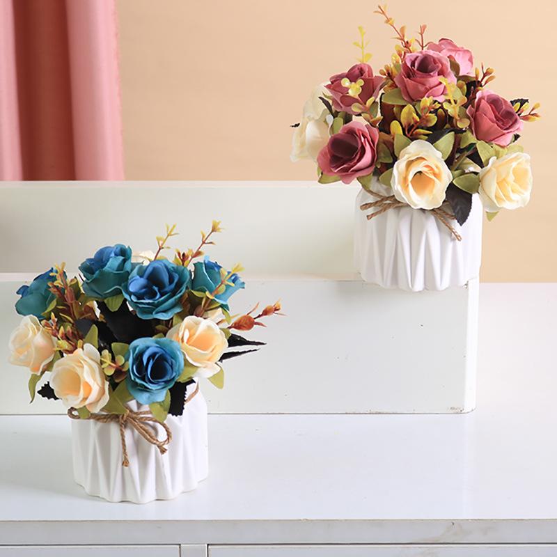 Simulated Potted Plants, Plastic False Flower Ornaments, Artificial Plants Bonsai Dining Table Decorations, Photography Props