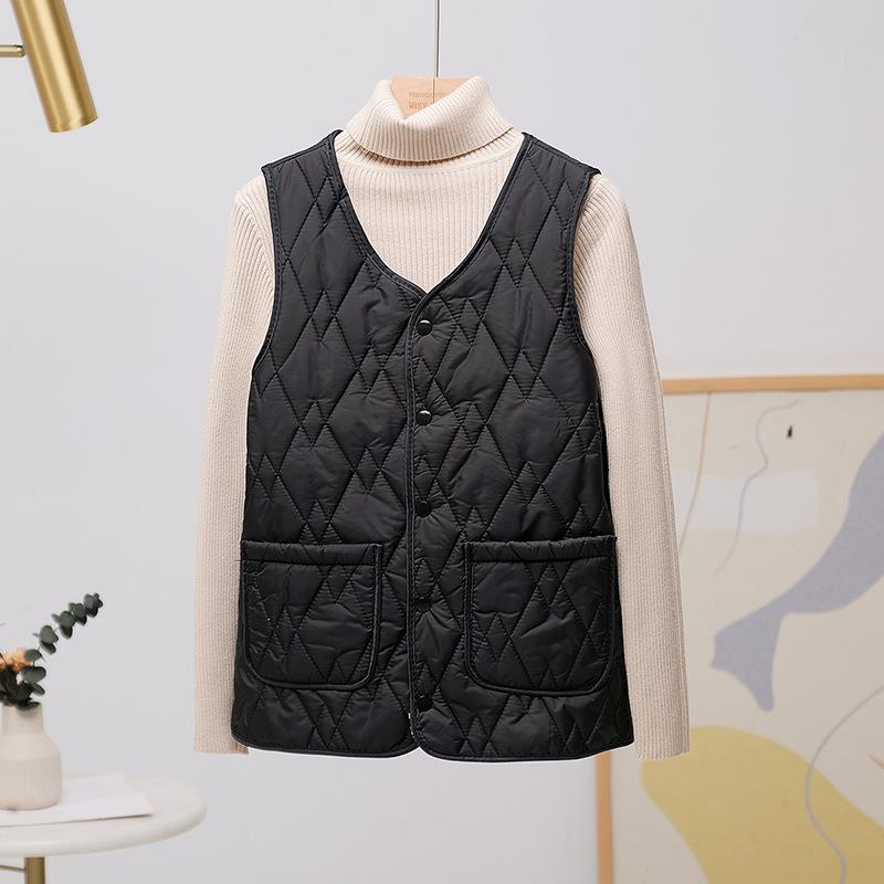 New Cotton Vest Women's Short Autumn and Winter Wear Sleeveless Jacket Cardigan Cotton Vest Fashionable Velvet Loose Vest