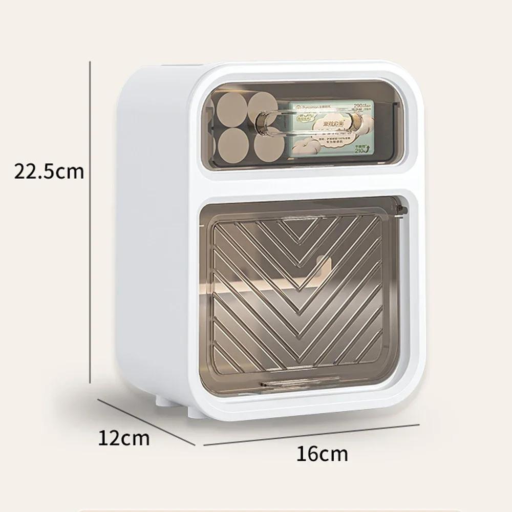 Držák toaletního papíru, Nástěnný držák na papírové kapesníky, Úložný box na kapesníky a telefon, 2 V 1, Organizér na kosmetiku, Koupelnový držák na roli papíru