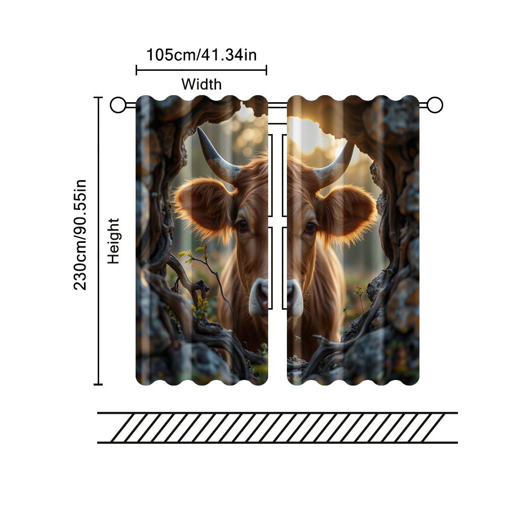 2 szt., zasłony filtrujące (z wyłączeniem prętów, nieruchome, bez baterii) Krowa do użytku w sypialniach i salonach
