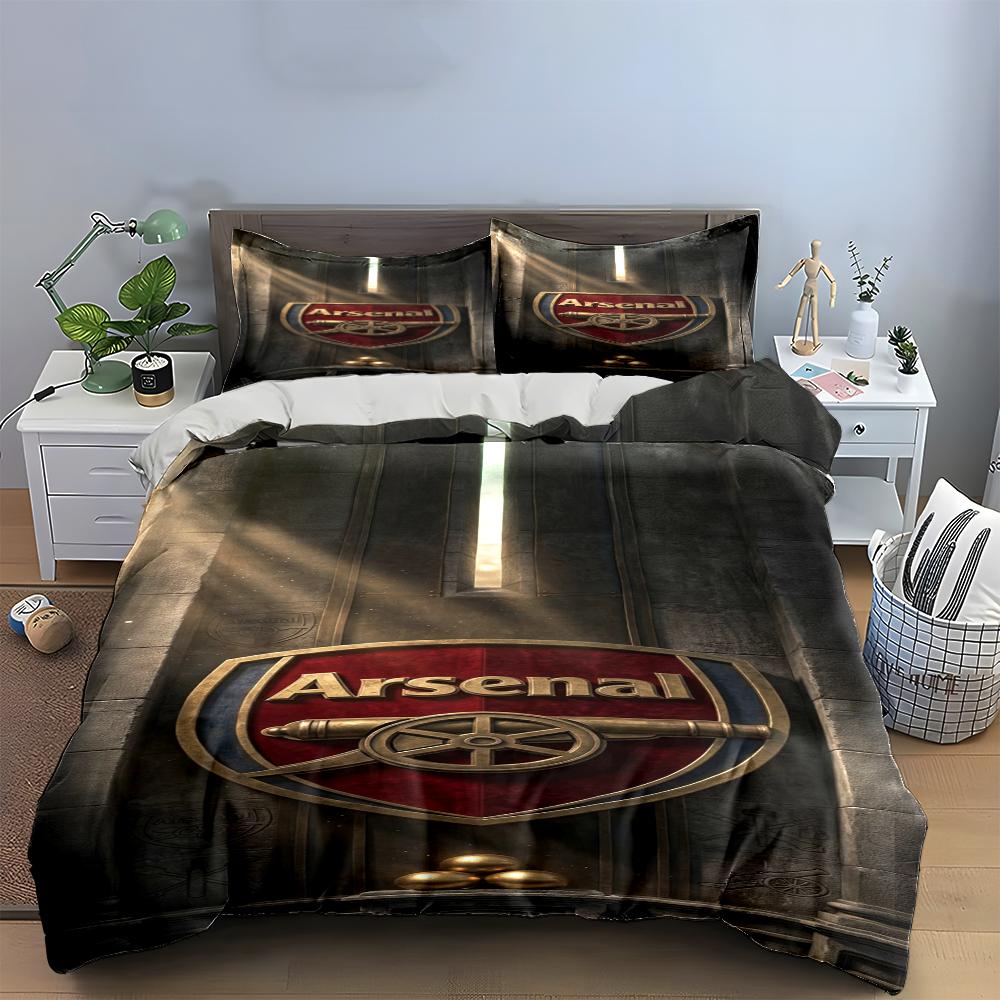 Arsenal Logo Bedding Set Bedding Set (1 Duvet Cover, 2 Pillowcases, Duvet Not Included)