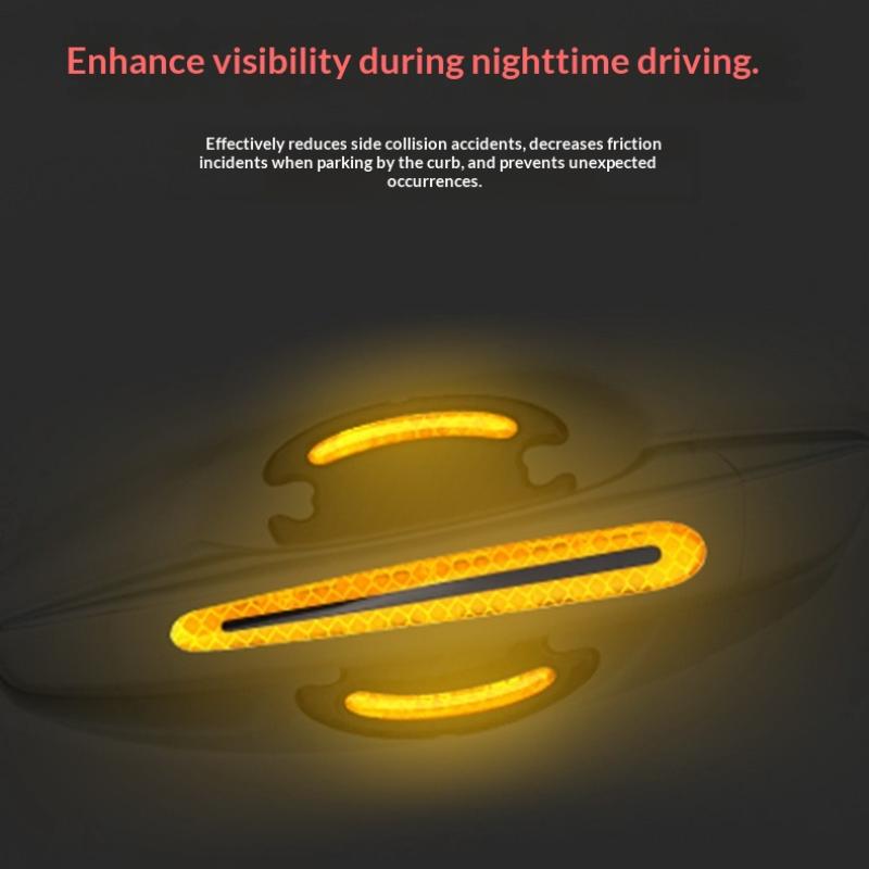 8Pcs Car Door Handle Sticker Protection Sticker Door Handle Paint Surface Anti-Scratch Sticker Car Safety Reflective Strip