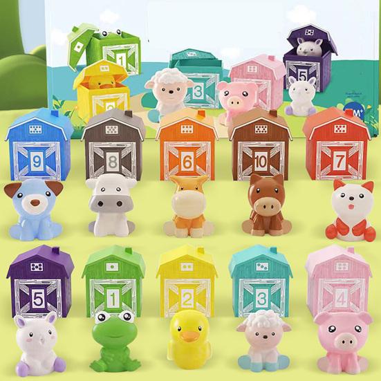5/10Pcs Farm Animal Toy Number Learning Counting Matching Sorting Fine Motor Game