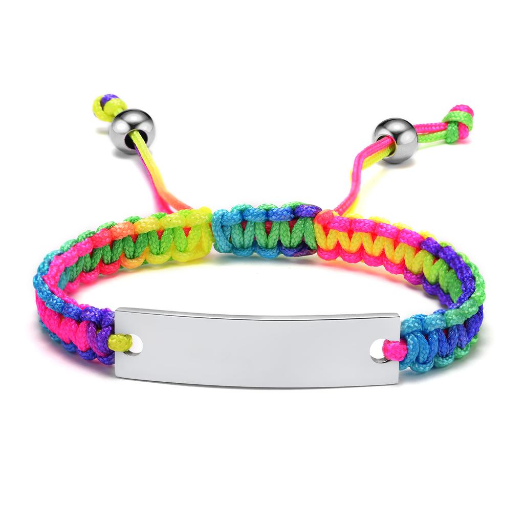 Engraved Personalized Rope ID Bracelet Braided Adjustable Friendship Couples Women Men Custom Name Initials Wristband