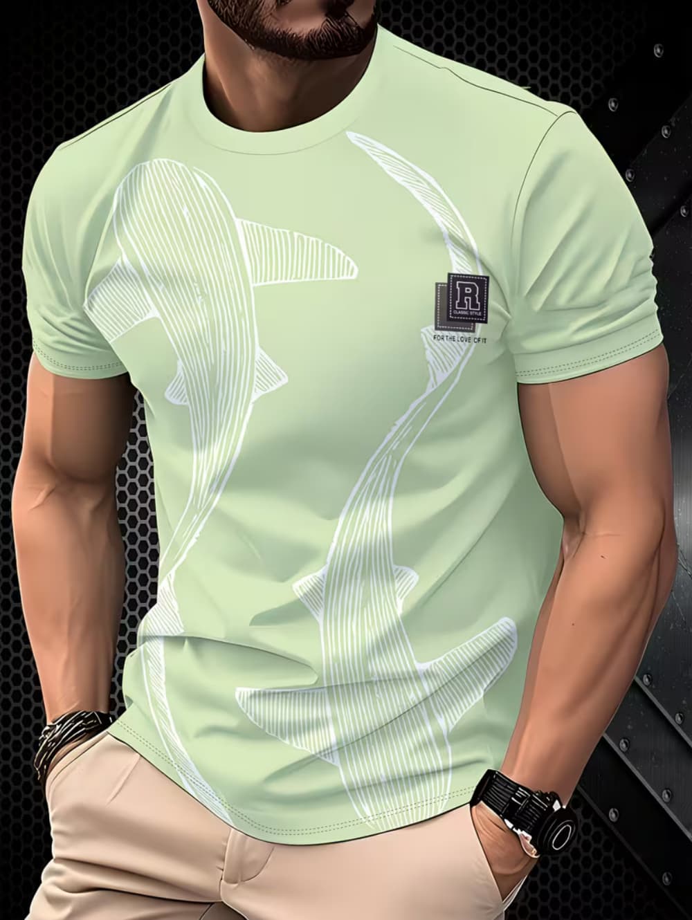 Kukebang Klassiek Zomer Heren T-shirt Outdoor Ronde Hals Korte Mouw Top Gedrukt Street Style Losse Pasvorm 5XL