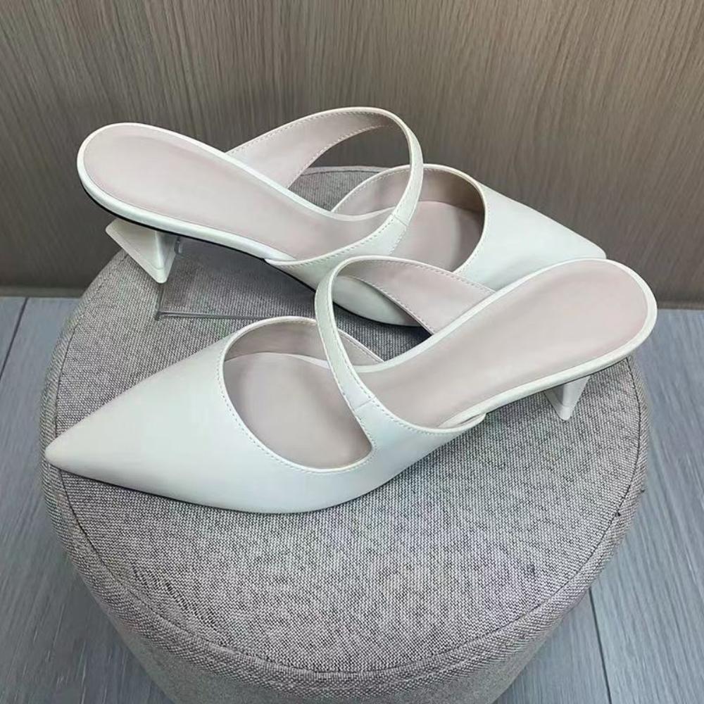 Halbschuhe mit hohen Absätzen Damen Sandalen Neue Mode Vielseitig Spitz Zehenbereich Coole Hausschuhe Damen Outdoor Tasche Kopf Mules
