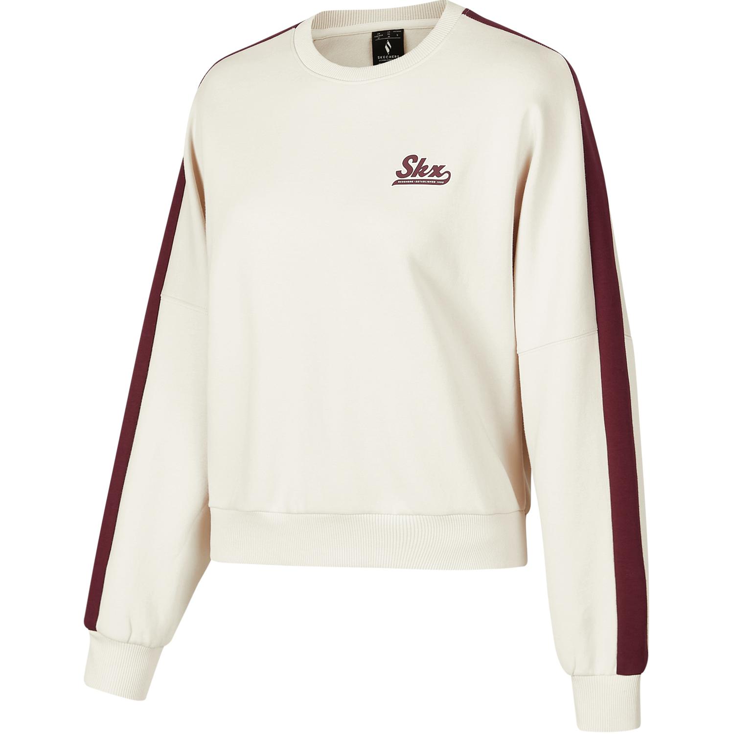 Skechers Comfortable Round Neck Casual American Long Sleeve Sweatshirt Women sweatshirt Milk-Tea P424W108-04FN L