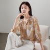 SOFSIL Women's Printed Mulberry Silk V-Neck Blouse