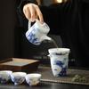 Blue and White Landscape Teapot Ceramic Underglaze Colored Teapot Kungfu Tea Set Small Capacity Teapot Tea Ceremony Accessories