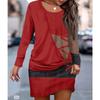 JKASHDK Women's Fashion Spring Fall Colour Block Print Long Sleeve O-Neck Loose Waistline Casual Dresses