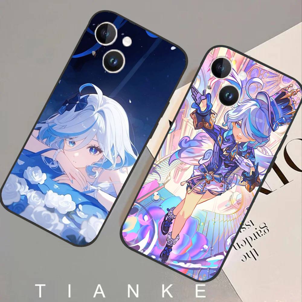 Furina Animation Game G-Genshin I-Impact Phone Case For IPhone 17 Air 16 15 14 13 Pro Max 11 12 Black Silicone Cover