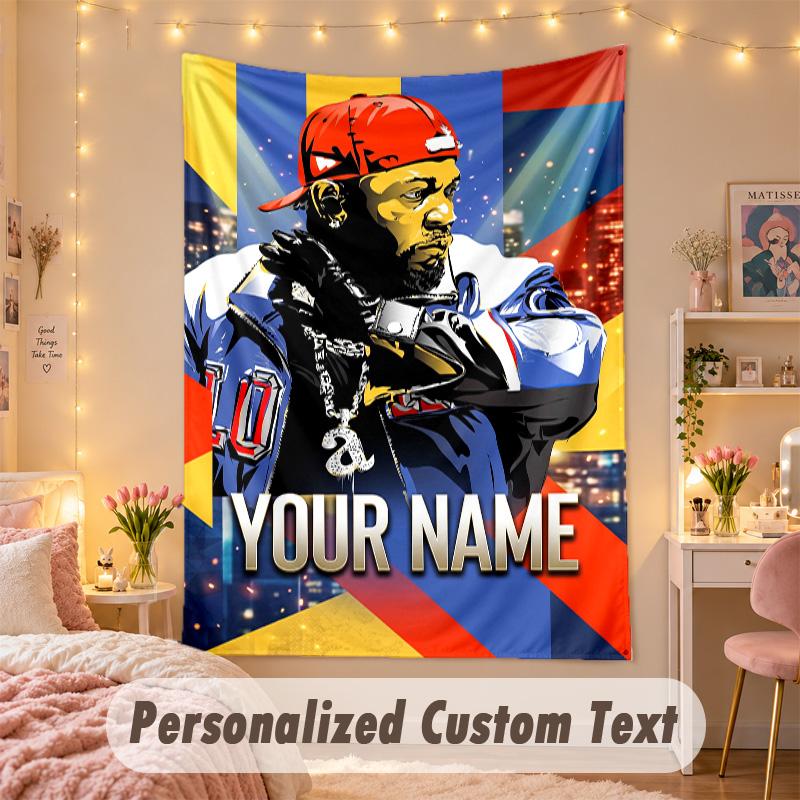 Custom Personalized Tapestry,Kendrick Lamar Print Custom Name Text Wall Art Hanging for Bedroom
