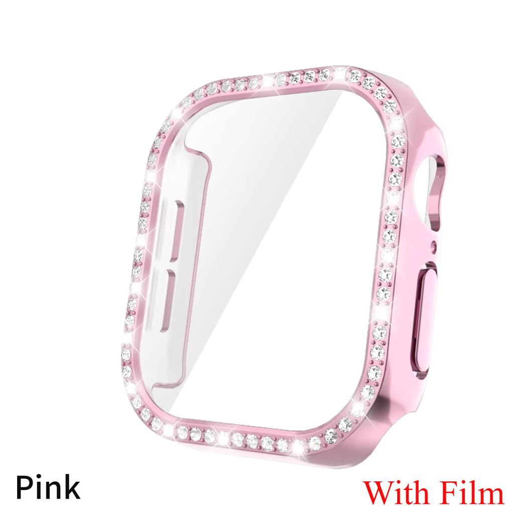 Glass+Diamond Cover For Apple Watch Case 46mm 42mm Bling Bumper Protector for iWatch Series 11 10 46 42mm Watch Case