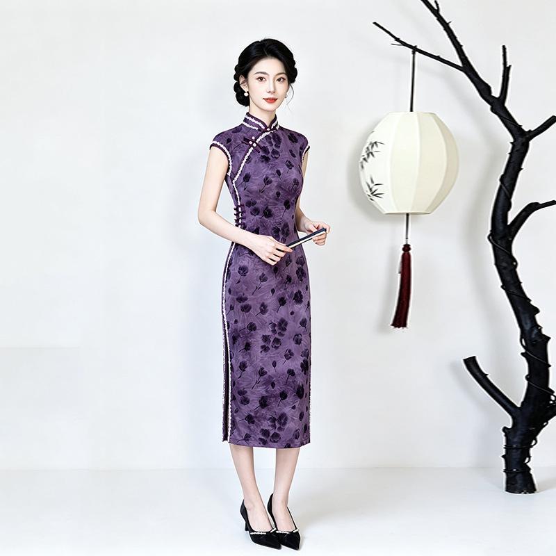 Black sleeveless national style new Chinese daily Suzhou long cheongsam improved young 1011 new women's high sense