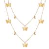 C102 Ins Minimalist Style Personality Double Layer Butterfly Necklace Butterfly Pendant Multi-layer Necklace