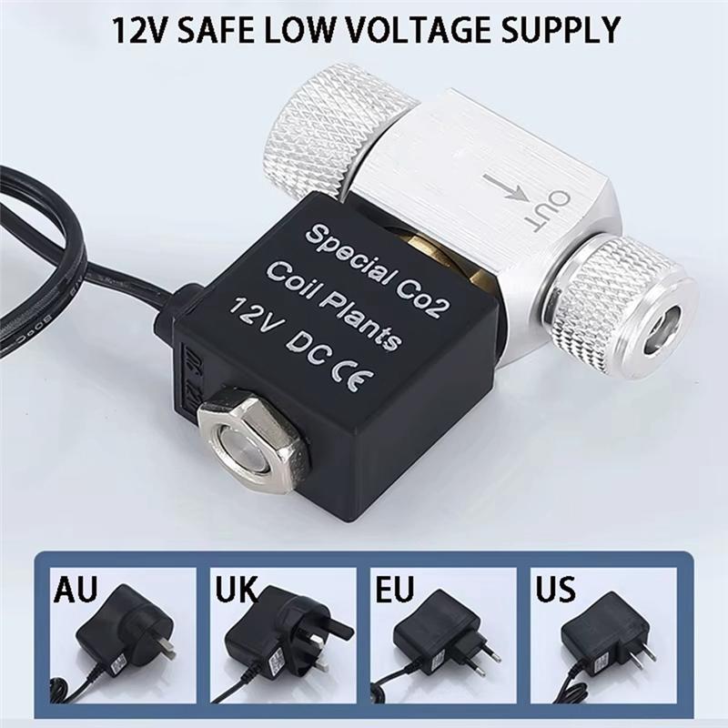 A74E-Electric Magnetic Valve Aquarium Solenoid Valve Regulator 110V Low Temperature Aquarium Fish Tank US 12V US Plug