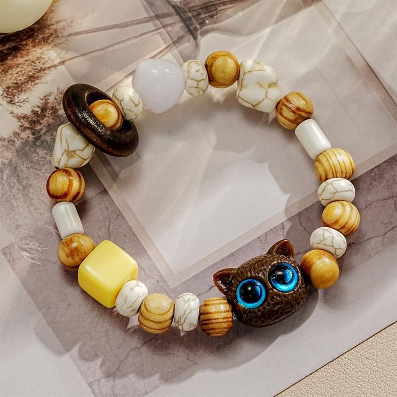 Zarif Kedi Takı Boncuklu Bileklik Trend Boncuklu Bileklik Kedi Uçlu Süsleme Günlük Kullanım Tarihler Partiler İçin