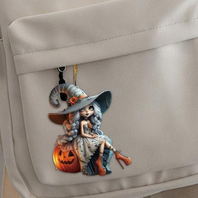 Halloweenský přívěsek čarodějnice Akrylová ozdoba do auta Dekorace na zpětné zrcátko Sváteční atmosféra Scénický doplněk