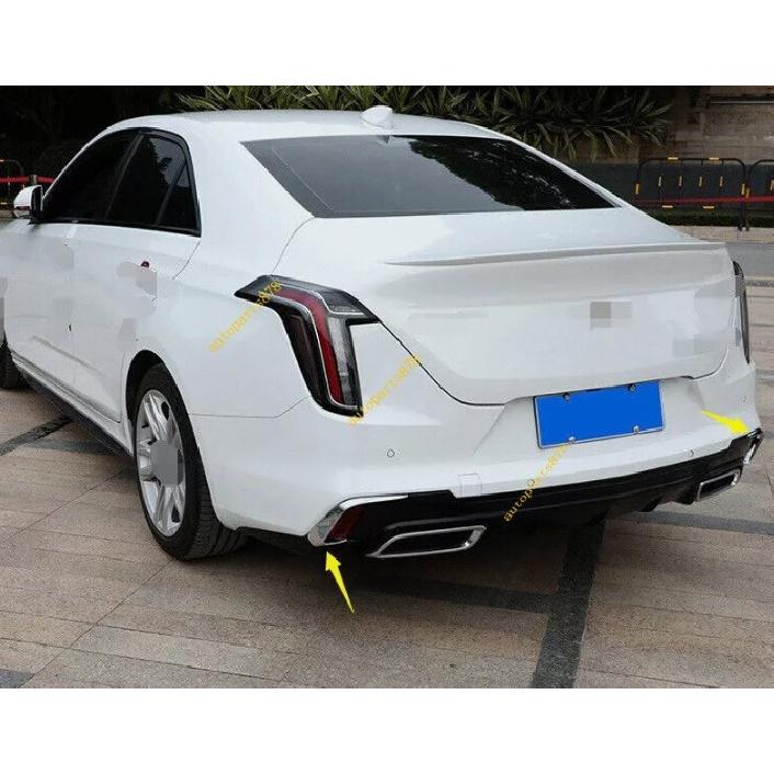 2PCS For Cadillac CT4 2020-2025 Chrome ABS Rear Bumper Fog Light Eyebrow Trim