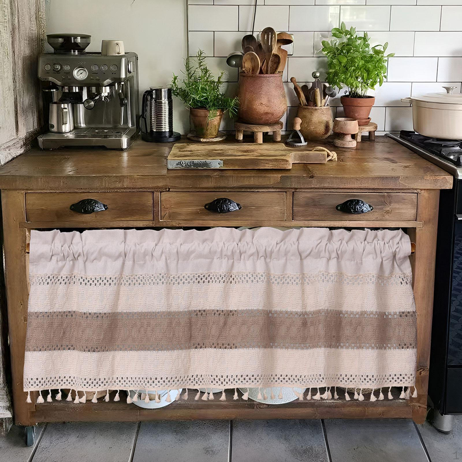 

Balage Cantain Festter Treatment Coutwool Льняные короткие шторы для фермерского дома Wide stripes S