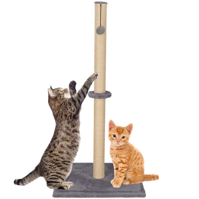 Arbre à chat - Springos® - 75 cm - Gris - Poteau à griffer en sisal - Balle suspendue