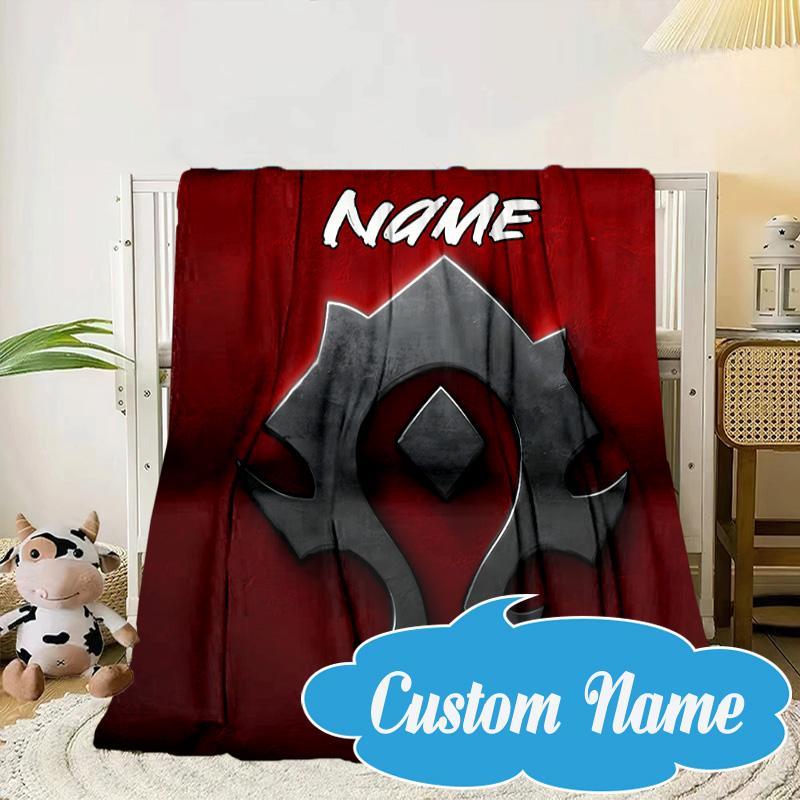 Custom Name Dragon's Fiery Warcraft Blanket bed sofa Blanket Flannel Blanket for Camping, Hiking, Picnic Essentials,gift for Fan family