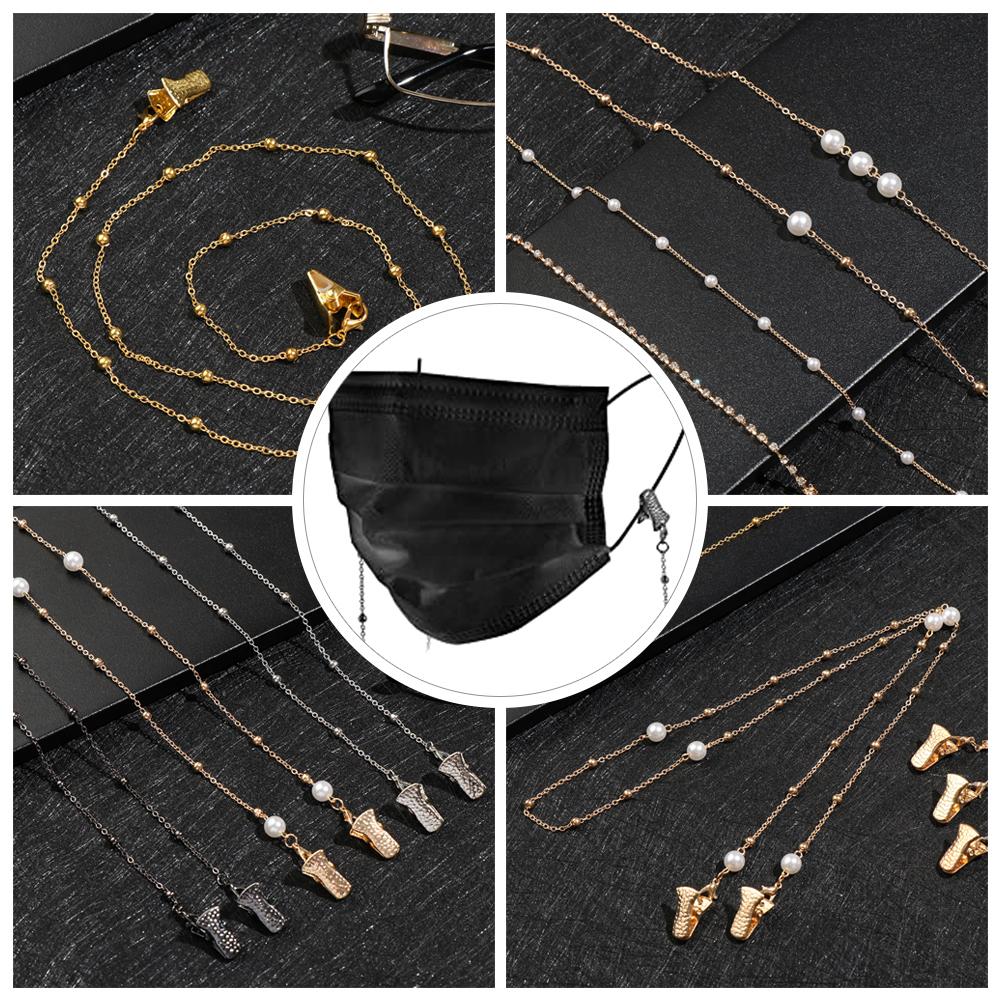 With Alligator Clips Mask Holder Metal Glasses Chain Necklace Strap Mask Lanyards Ear Saver Holder