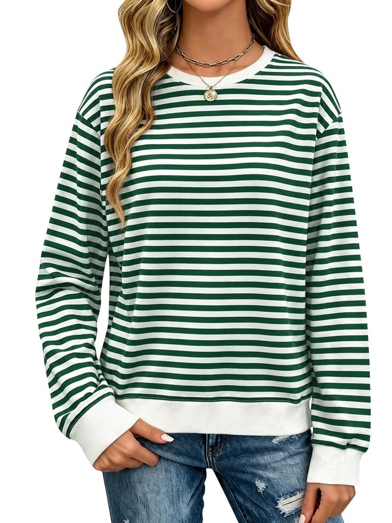 New Striped Christmas Style Women's Long Sleeve European/American Loose Hoodie