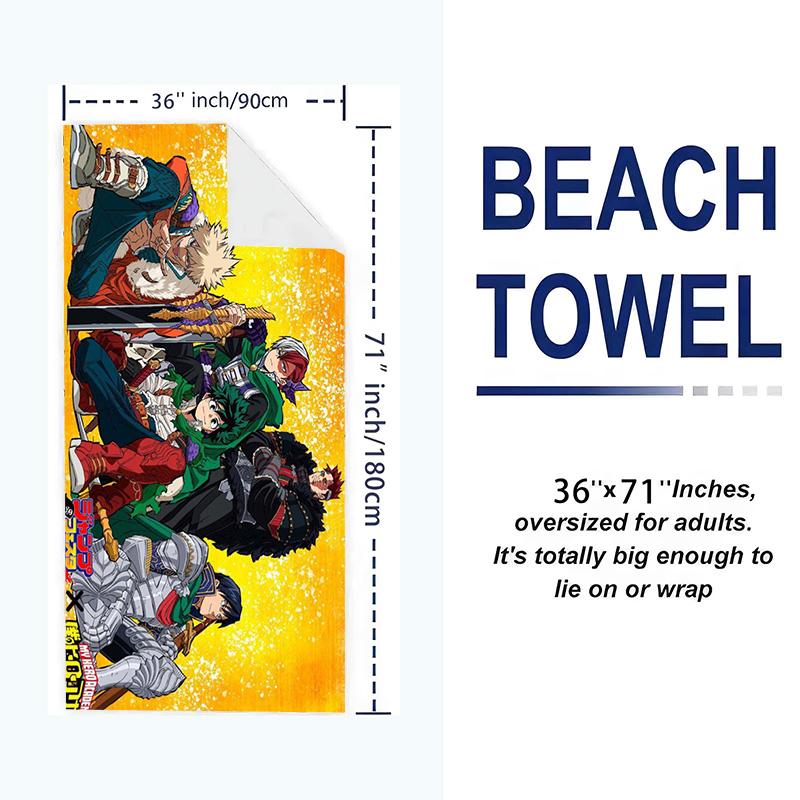 My Hero Academia Print Beach Towel, Large Soft Quick Dry Towel for Beach Camping Swimming